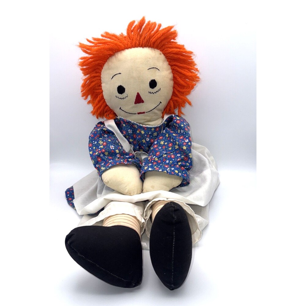 Vintage Handmade 23" Raggedy Ann Doll I Love You with Orange Hair